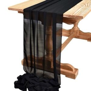 2 Black Chiffon Table Runners